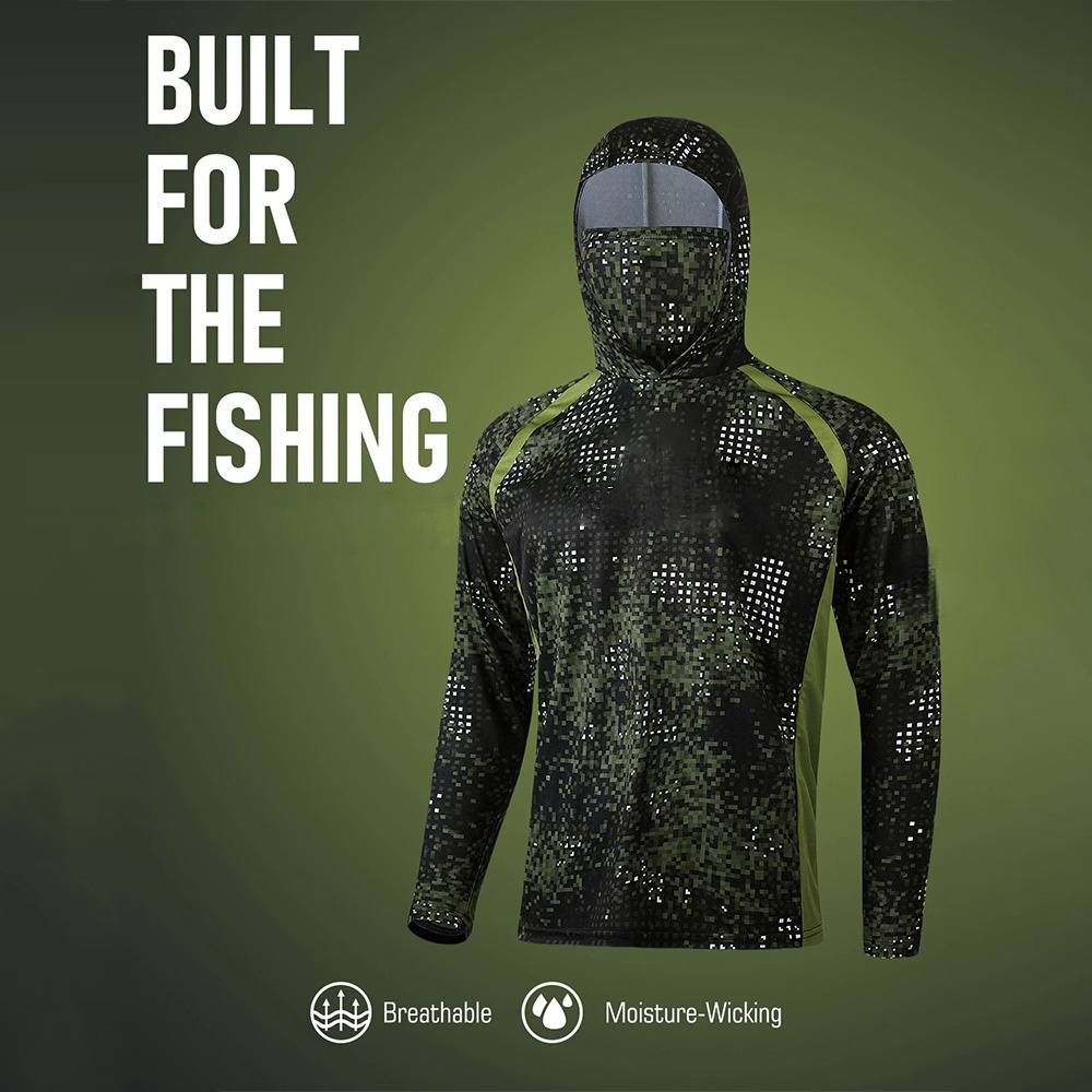 Fishing Hoodie - MALFC フィッシングアパレル メンズ フード付きフィッシングシャツ 長袖フィッシングTシャツ UVプロテクション