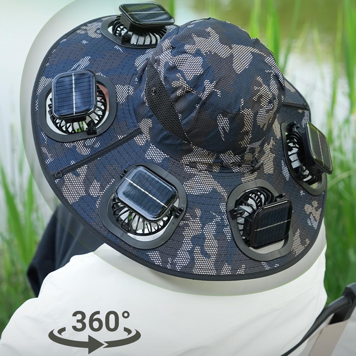 ホット6ファンソーラーファンハット通気性UVカットワイドブリ - Fishing Hat のレビューと価格