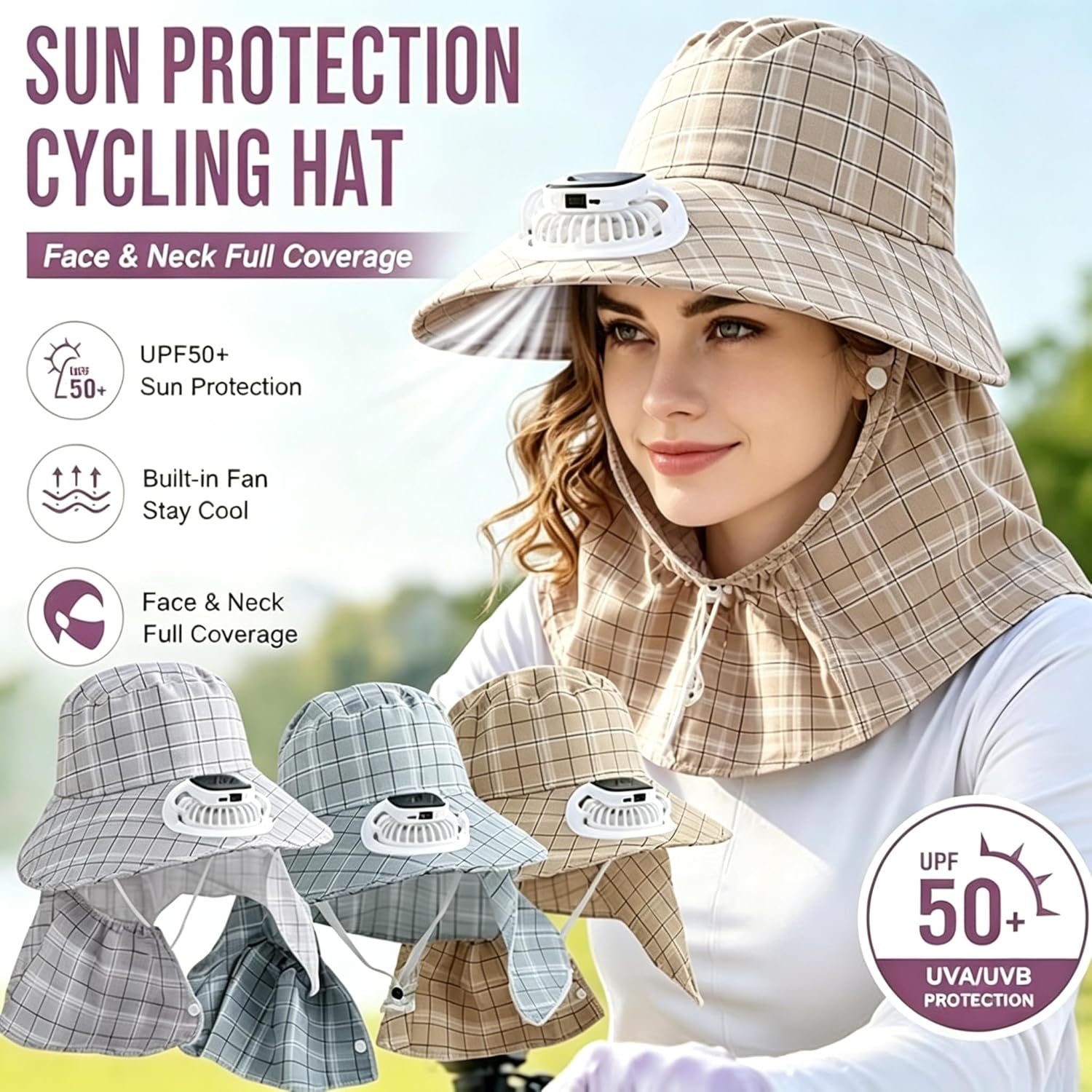 1PC ソーラーパワーネックガードファンハット USB 充電 - Fishing Hat のレビューと価格
