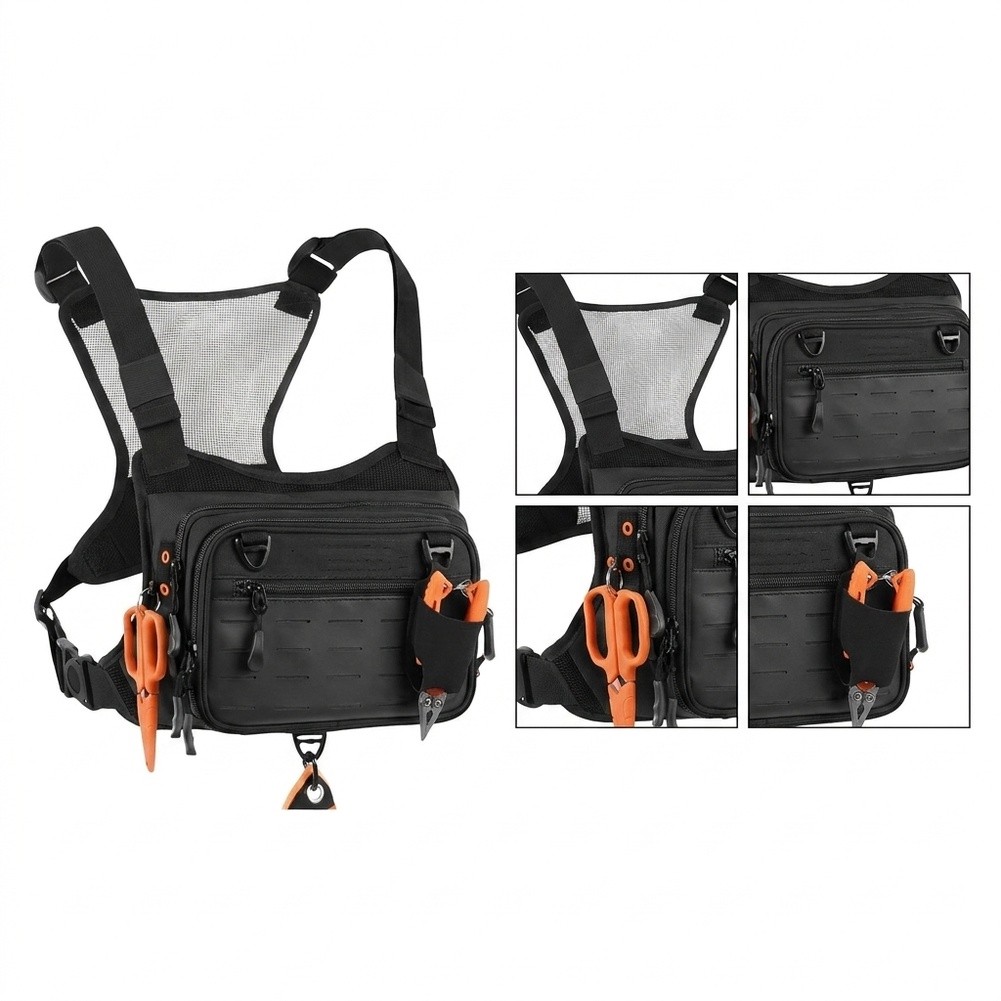 フライフィッシング用チェストパックバックパック。前面と側面に - Fishing Vest のレビューと価格