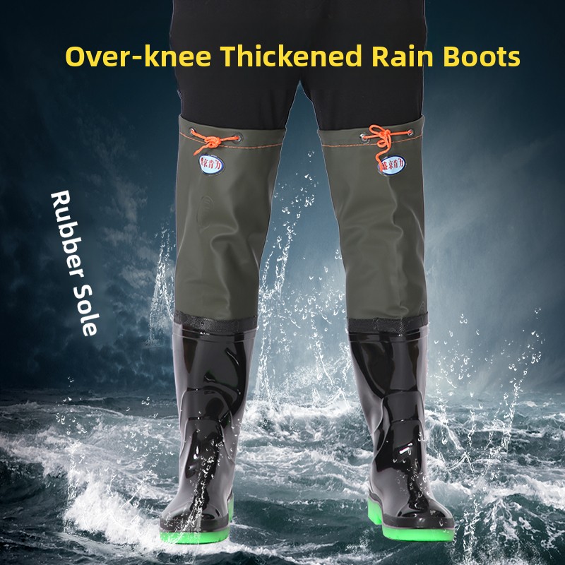 厚底オーバーニーレインブーツ メンズハイチューブウェーディン - Fishing Pants Waterproof のレビューと価格