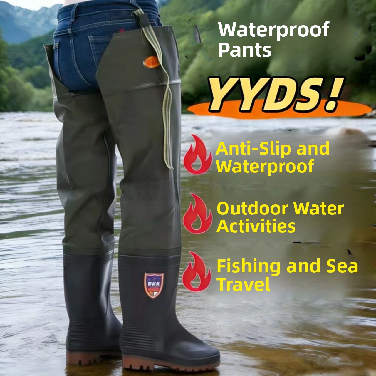 厚底オーバーニーレインブーツ メンズハイチューブウェーディン - Fishing Pants Waterproof のレビューと価格
